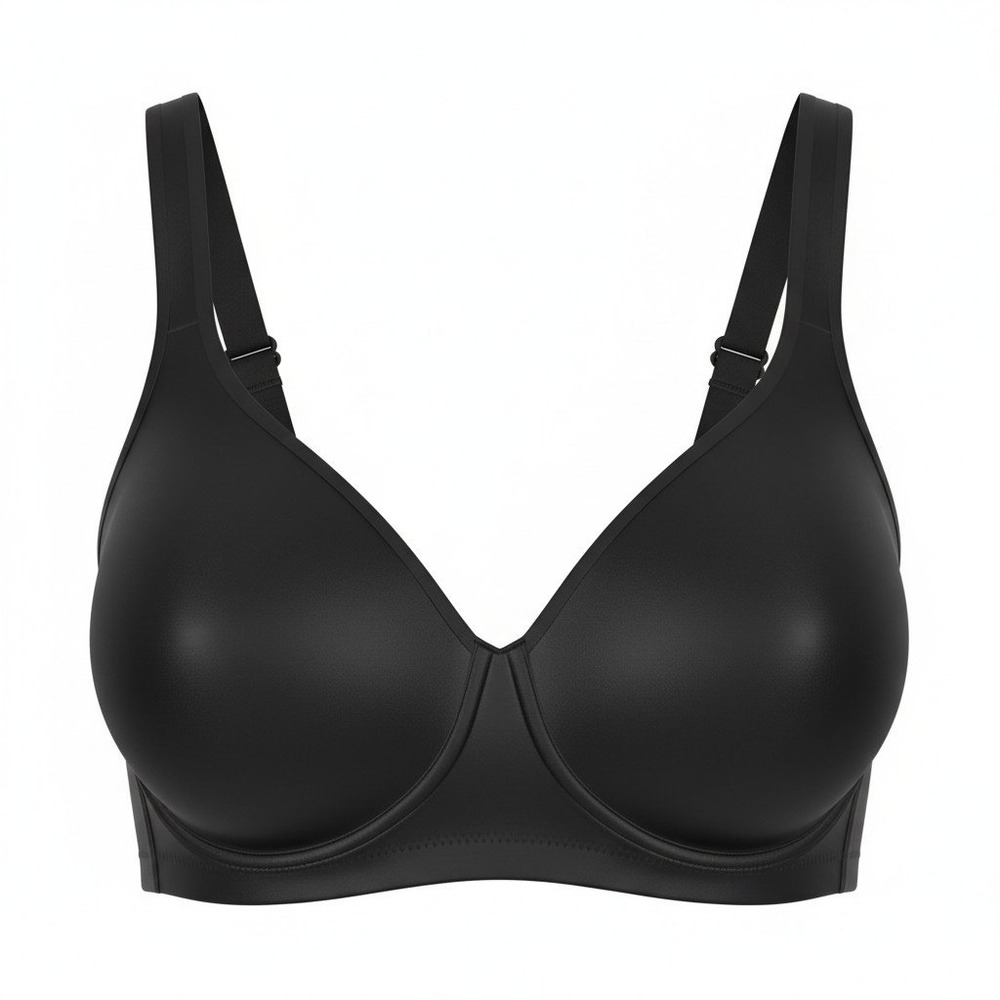 Dominique Everyday Support Bra Women 38B Black Comfort Solid Minimalist Lingerie